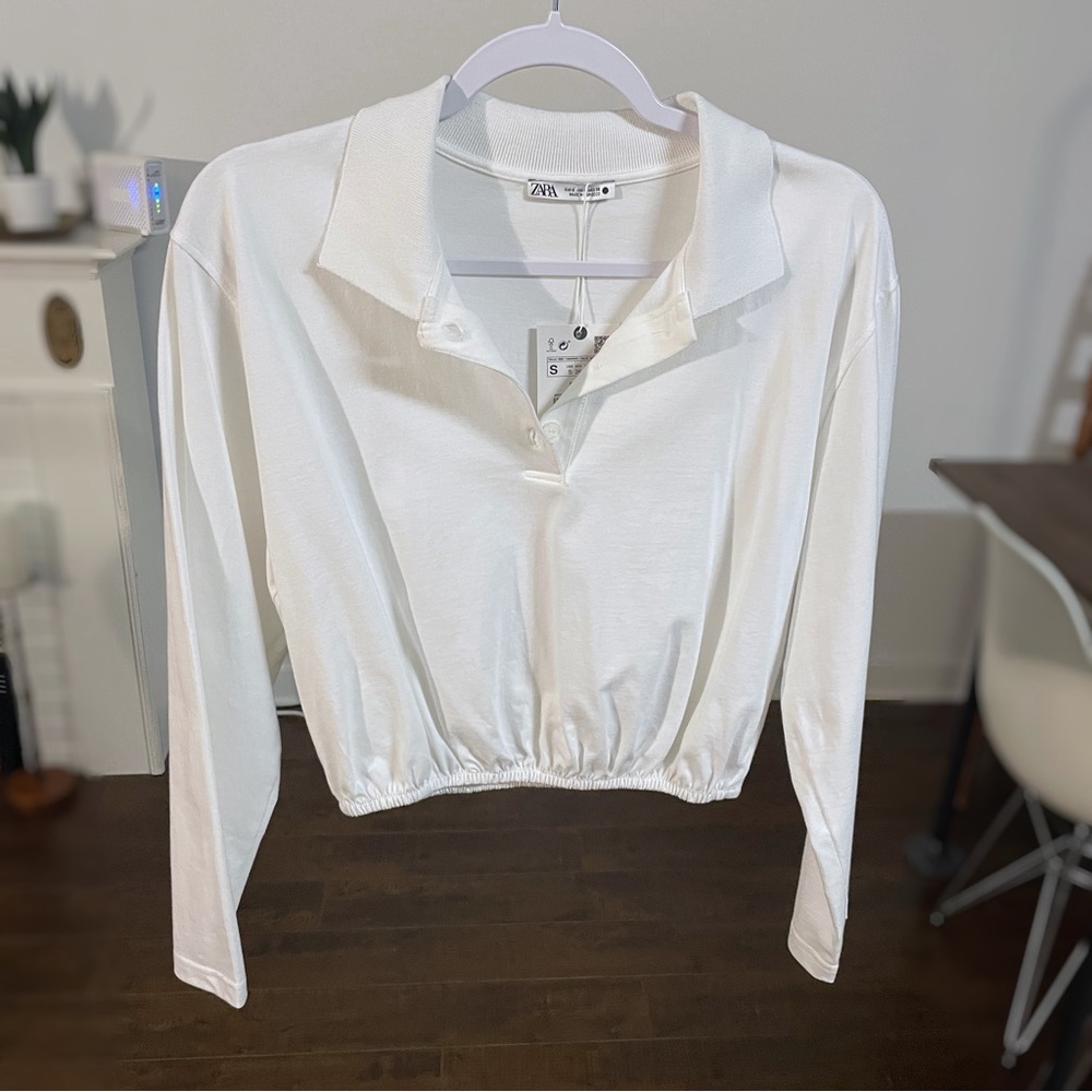 Zara Polo Collar Crop Top